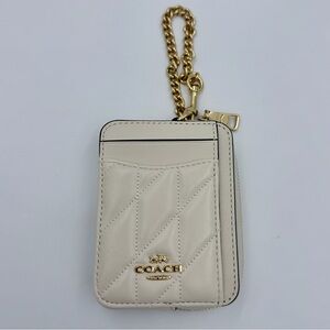 Coach Zip Card Case w/ Quilting Chalk NWT